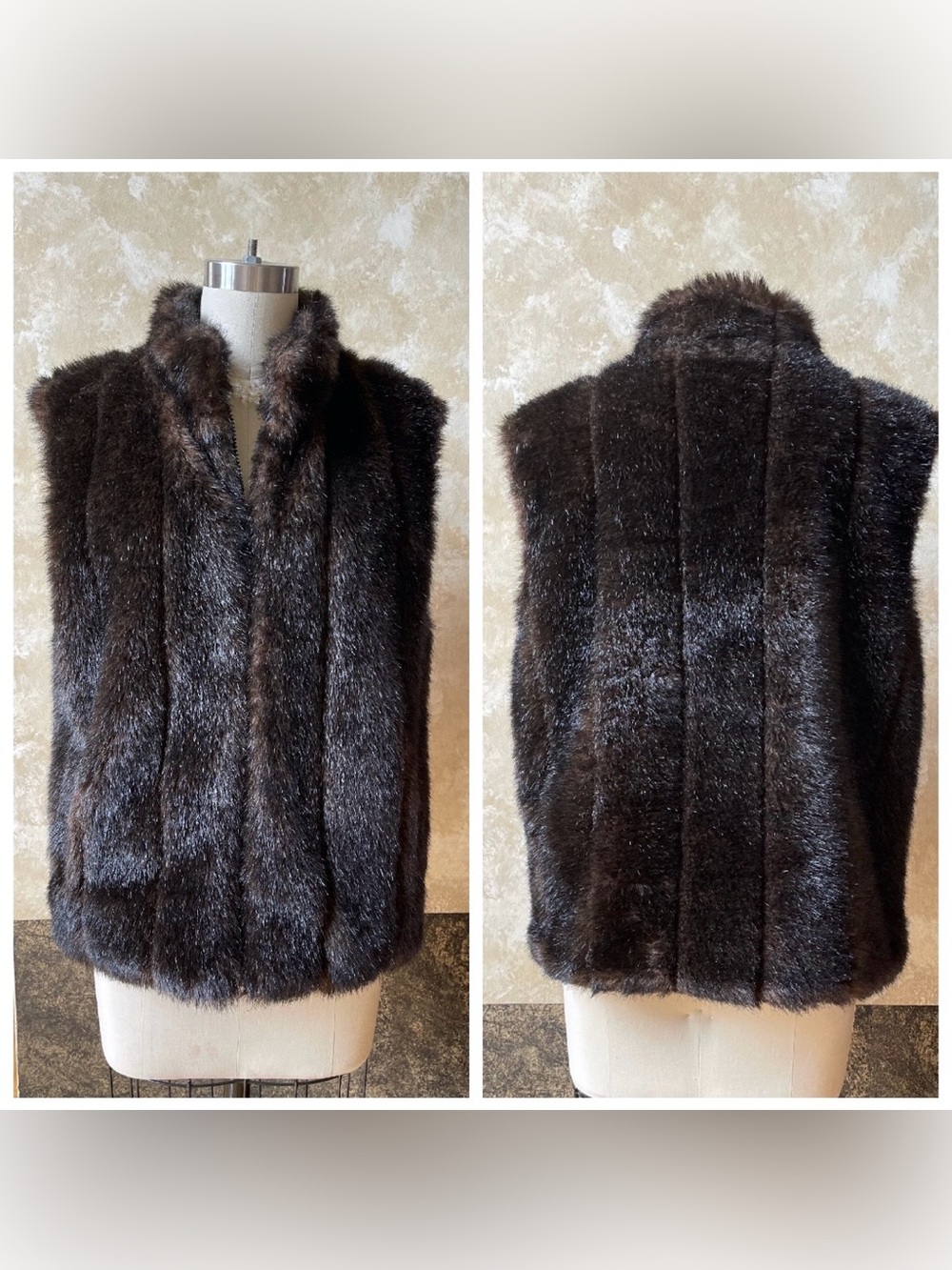 Mob Wife Giacca Gallery Reversible Brown Faux Mink Fur Vest Rich Girl Resortwear
